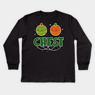 Funny Chest Nuts Couples Christmas Chestnuts Kids Long Sleeve T-Shirt